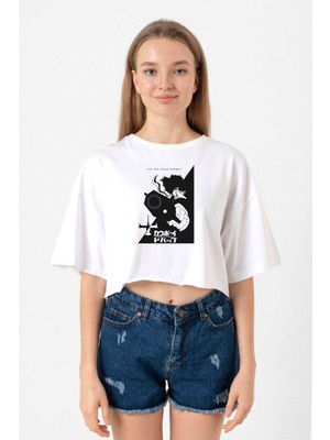 Cowboy Bebop Spike See You Space Cowboy Beyaz Kadın Crop Tshirt