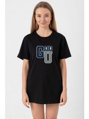Gen V Godolkin University Abbreviation Siyah Kadın Oversize Tshirt