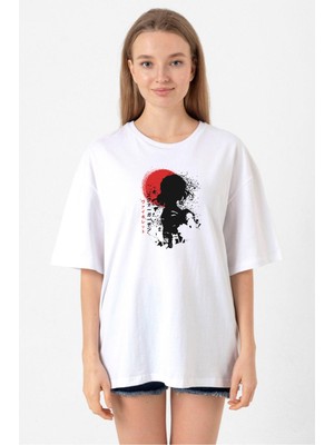 Violet Evergarden Anime Dark Poster Beyaz Kadın Oversize Tshirt