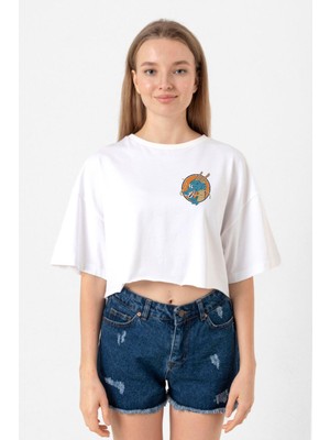 Dragon Ball Z Anime Shenron Beyaz Kadın Crop Tshirt