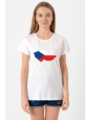 Euro 24 Czech Beyaz Kadın Bisikletyaka Tshirt