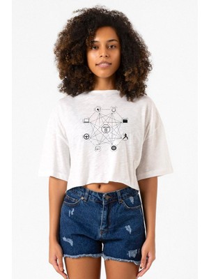 Sense8 Sensates Cluster Beyaz Kırçıllı Kadın Crop Tshirt
