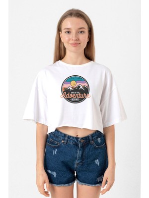 And So The Adventure Begins Beyaz Kadın Crop Tshirt