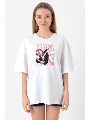 My Hero Academi Uravity Minimal Beyaz Kadın Oversize Tshirt