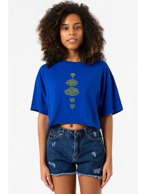 Beyblade Pieces Green Mavi Kadın Crop Tshirt