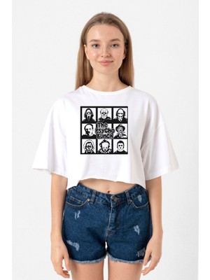 The Psycho Bunch Beyaz Kadın Crop Tshirt