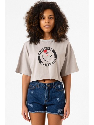 Watchmen Who Watches The Watchmen Taş Rengi Kadın Crop Kapşonlu