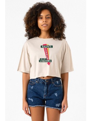 Fargo Ralph's Corner Diner Bej Kadın Crop Tshirt