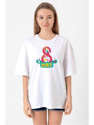International Women's Day Beyaz Kadın Oversize Tshirt