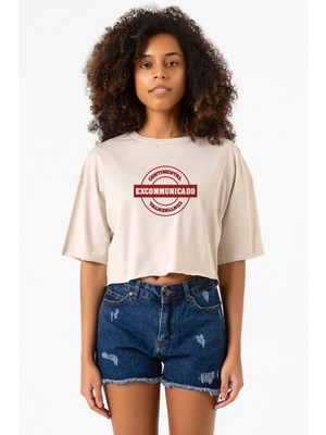 John Wick Continental Excommunicado Bej Kadın Crop Tshirt