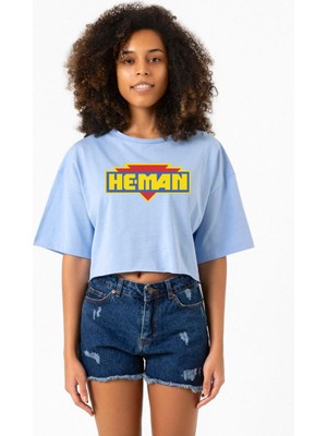 He Man Logo Bebe Mavi Kadın Crop Tshirt