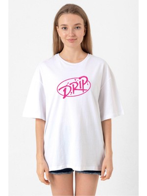 Babymonster Drip Beyaz Kadın Oversize Tshirt