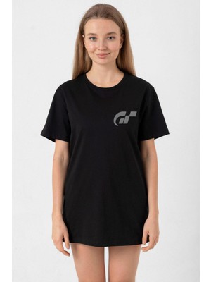 Gran Turismo Pocket Logo Siyah Kadın Oversize Tshirt