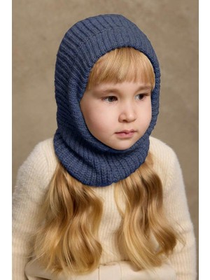 Örme Çocuk Balaclava Bere Indigo