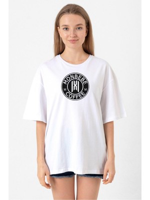 Monsta x Monbebe Coffee Beyaz Kadın Oversize Tshirt