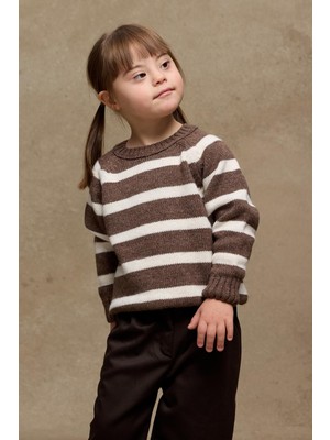 Çizgili Triko Kazak Kahverengi