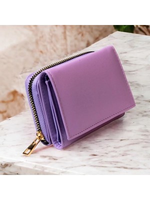 Kadın Fermuarlı ve Çıtçıtlı Bozuk Para Bölmeli Şık Cüzdan Kartlık Aksesuar