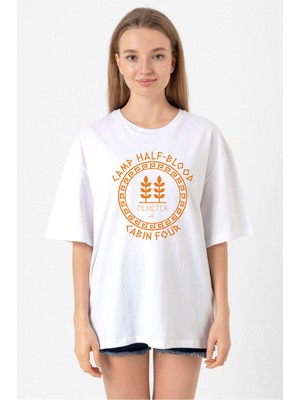Camp Half Blood Demeter Beyaz Kadın Oversize Tshirt