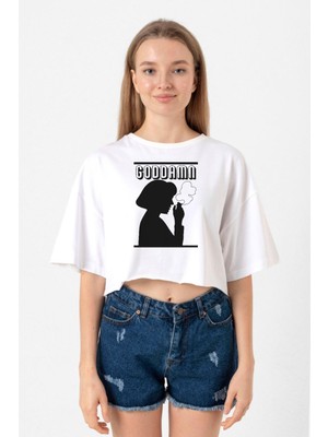Pulp Fiction  Goddamn Beyaz Kadın Crop Tshirt