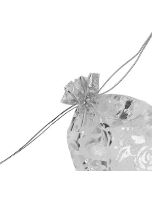 Melien 20 Ad 14  cm  x 12  cm  Şeffaf Gümüş Bez Kına Düğün Mevlit Sünnet Tespih Çerez  Kesesi Kese Çanta