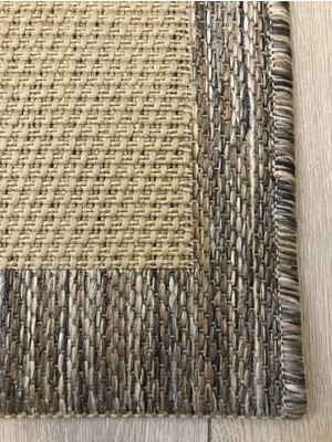 Halı Vagonu JS9709 Jüt Sisal Bej Kahve Makine Halısı