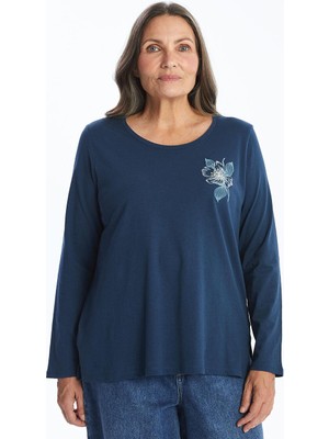 Lcw Grace Bisiklet Yaka Nakışlı Kadın Bluz