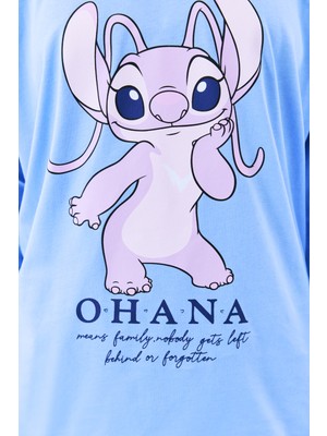 Penti Stitch Ohana Pantolon Açık Mavi Pamuklu Pijama Takımı - Stitch Koleksiyonu