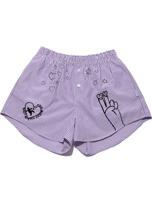Chill Space Collection - Nakışlı Kadın Ev Şort - Lilac