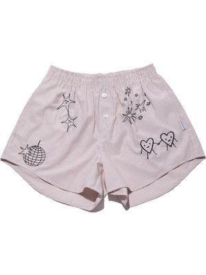 Chill Space Collection - Nakışlı Kadın Ev Şort - Sandy