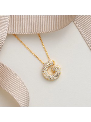 925 Ayar Sarı Altın Kaplama Harfli  Gümüş  Kolye -- G Harfi