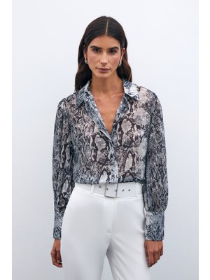 Desenli Salaş Gömlek - Siyah