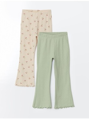 Lcw Kids Beli Lastikli Çiçekli Kız Çocuk Tayt 2'li