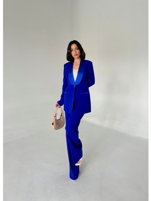 Vuntal Butik Saten Şal Yakalı Ikili Takım Blazer
