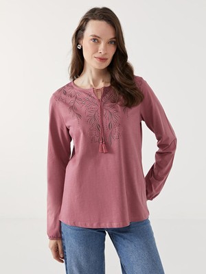 Lcw Grace Bağlamalı Yaka Desenli Kadın Bluz