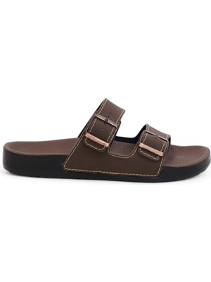 2116-BHM10 Tam Anatomik Unisex Tokalı Günlük Terlik - NKT02116-KAHVERENGI-43