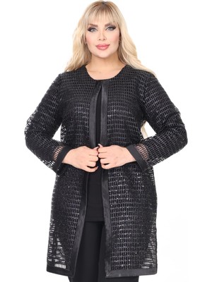 Büyük Beden 3931 Siyah Ceket+Bluz Takım