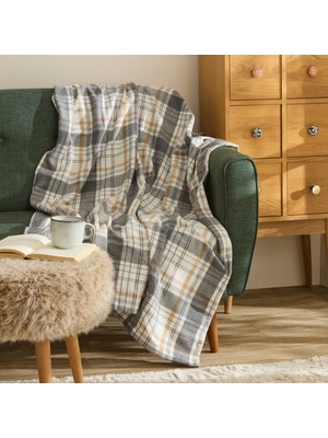 Karaca Home Flanel Throw Tv Battaniyesi Bej/siyah