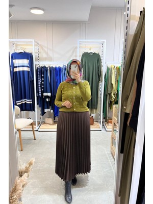 Famelin Piliseli Kahverengi Kadın Etek