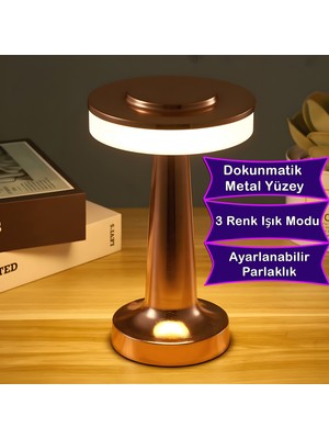 Anaway Shopping Retro Şarjlı Dekoratif Dokunmatik Metal Masa Lambası 3 Renk