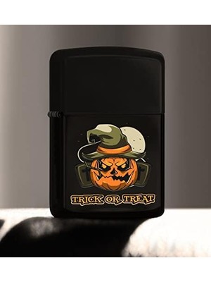 Metal Çakmak Siyah Benzinli Renkli Baskılı Treat Tasarımlı Trick Or Gift Halloween Yeni