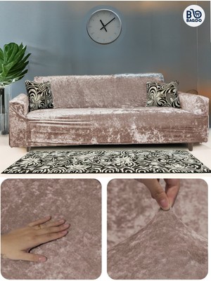 Baqdo Kadife 3 Lu / 3 Kişilik Koltuk Örtüsü Streç Lastikli Esnek, Çekyat, Kanepe Kılıfı, Koltuk Örtüsü 1 Adet