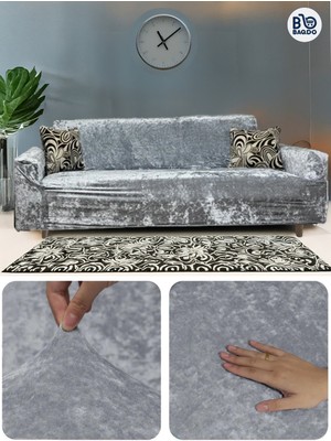 Baqdo Kadife 3 Lu / 3 Kişilik Koltuk Örtüsü Streç Lastikli Esnek, Çekyat, Kanepe Kılıfı, Koltuk Örtüsü 1 Adet