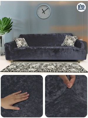 Baqdo Kadife 3 Lu / 3 Kişilik Koltuk Örtüsü Streç Lastikli Esnek, Çekyat, Kanepe Kılıfı, Koltuk Örtüsü 1 Adet