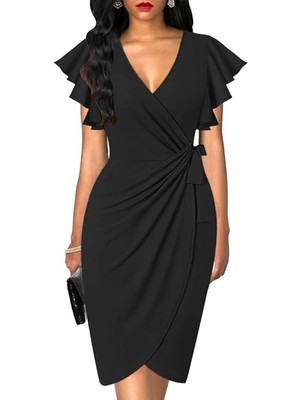 Kadın Abiye Dökümlü Kuşaklı Düğün Nişan Kına Gece Mezuniyet Şık Elbisesi Bağlamalı Elbise