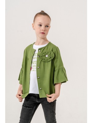 Giyicem Kız Çocuk Çiçek Gömlekli İkili Kız Takım 3127