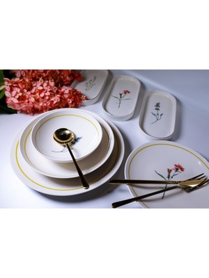 Roy King Lavander 24 Parça Yemek Takımı 6 Kişilik Porselen Krem Renkli Şık Tasarım