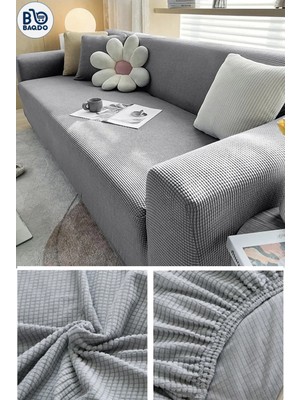 Baqdo Likrali 3 Kişilik Kotuk Örtüsü Streç Lastikli Esnek Yikanabilir Kare Desen Koltuk Kılıfı 1 Adet