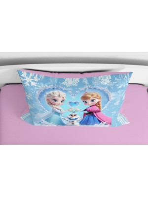 Erays Home Elsa ve Anna Frozen  3D Dijital Tek Kişilik Nevresim Takımı Bebek Kız Nevresim Takımı