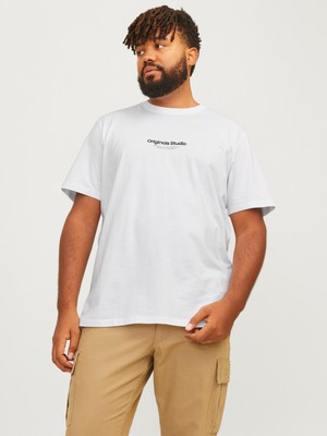 Jack & Jones Jack Jones Jorvesterbro Tee Ss Crew Neck Noos Pls Erkek Beyaz Büyük Beden Tshirt 12248177-01