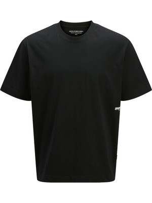 Jack & Jones Jack Jones Jcounıon Small Prınt Tee Ss Crew Neck Erkek Siyah Tshirt 12273440-02